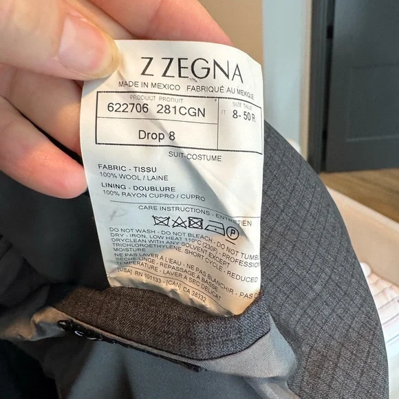 Z Zegna Charcoal Suit - 40R Slim Fit Wool